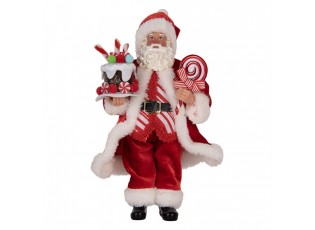 Christmas Decoration Figurine Santa Claus 16x8x28 Cm Red Textile - 16.0 cm