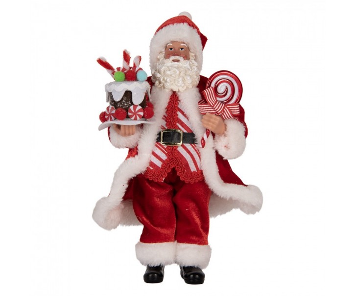 Christmas Decoration Figurine Santa Claus 16x8x28 Cm Red Textile - 16.0 cm Clayre & Eef