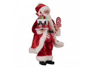 Christmas Decoration Figurine Santa Claus 16x8x28 Cm Red Textile - 16.0 cm