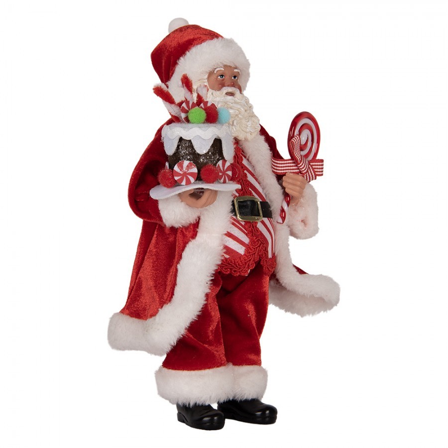 Christmas Decoration Figurine Santa Claus 16x8x28 Cm Red Textile - 16.0 cm