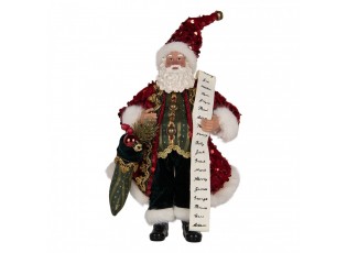 Christmas Decoration Figurine Santa Claus 16x8x28 Cm Red Textile - 16.0 cm