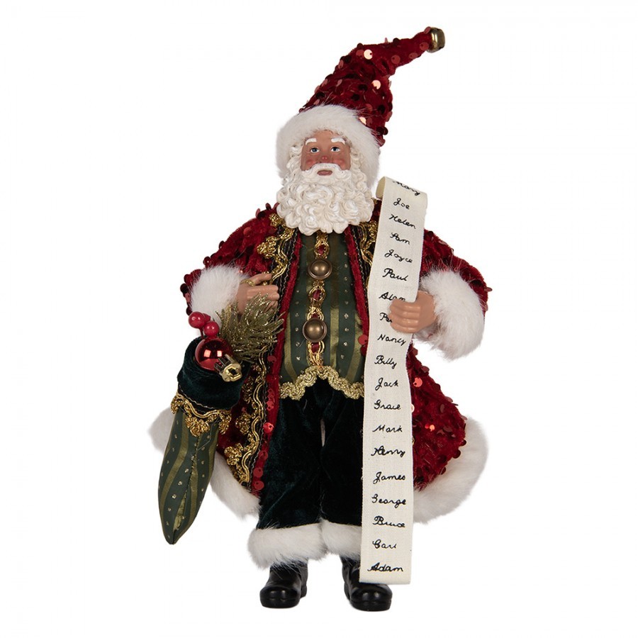 Christmas Decoration Figurine Santa Claus 16x8x28 Cm Red Textile - 16.0 cm