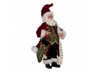 Christmas Decoration Figurine Santa Claus 16x8x28 Cm Red Textile - 16.0 cm