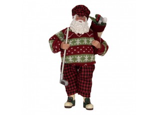 Christmas Decoration Figurine Santa Claus 16x11x28 Cm Red Textile - 16.0 cm