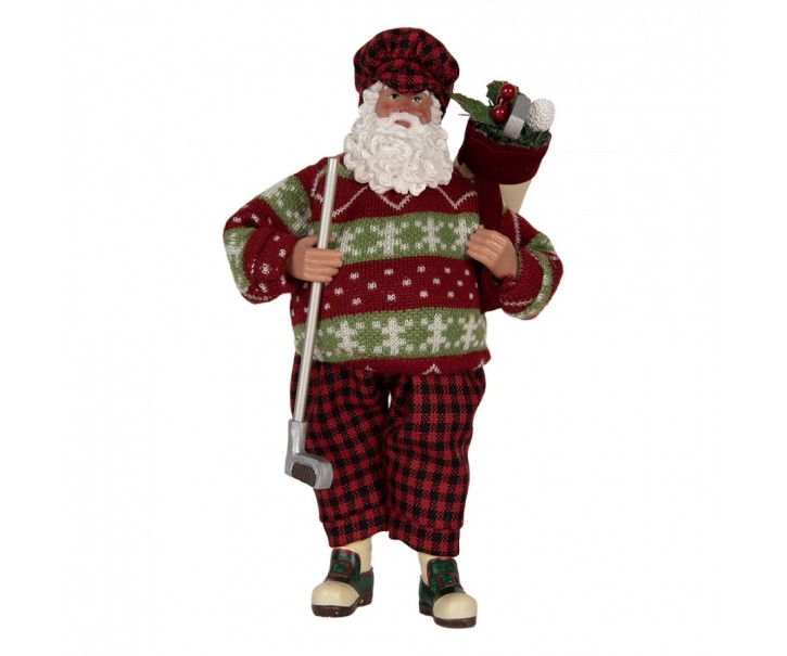Christmas Decoration Figurine Santa Claus 16x11x28 Cm Red Textile - 16.0 cm Clayre & Eef
