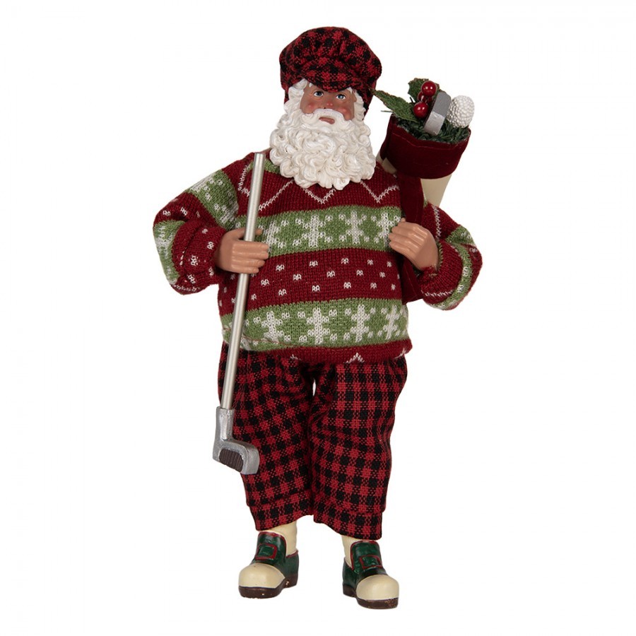 Christmas Decoration Figurine Santa Claus 16x11x28 Cm Red Textile - 16.0 cm