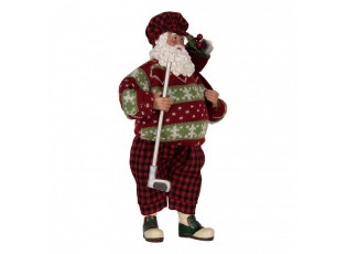 Christmas Decoration Figurine Santa Claus 16x11x28 Cm Red Textile - 16.0 cm