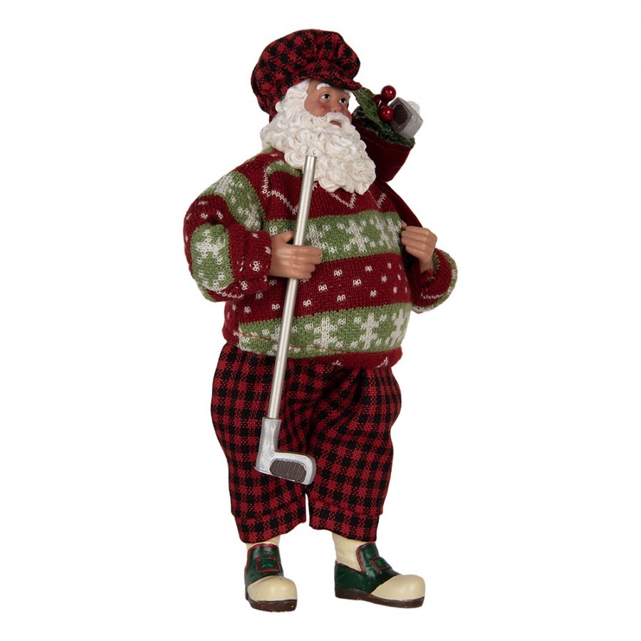Christmas Decoration Figurine Santa Claus 16x11x28 Cm Red Textile - 16.0 cm