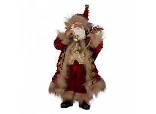 Christmas Decoration Figurine Santa Claus 16x12x31 Cm Red Textile - 16.0 cm
