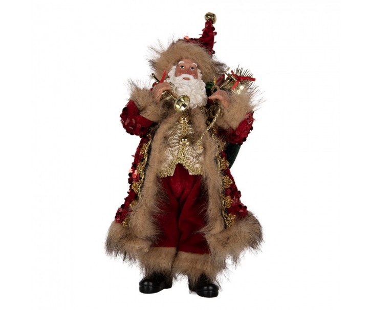 Christmas Decoration Figurine Santa Claus 16x12x31 Cm Red Textile - 16.0 cm Clayre & Eef