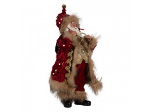 Christmas Decoration Figurine Santa Claus 16x12x31 Cm Red Textile - 16.0 cm