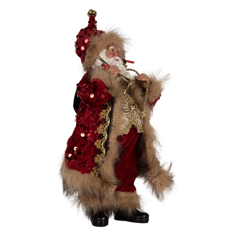 Christmas Decoration Figurine Santa Claus 16x12x31 Cm Red Textile - 16.0 cm