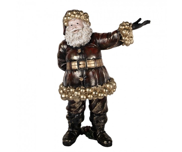 Christmas Decoration Figurine Santa Claus 58x33x76 Cm Red Gold Colored Plastic - 58.0 cm Clayre & Eef