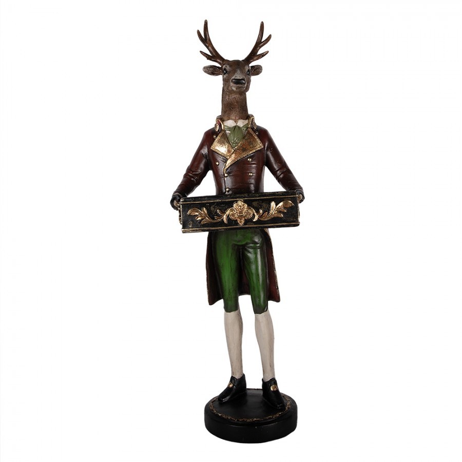 Levně Hnědá veliká dekorace jelen Deer s truhlou - 32*31*96 cm 5PR0171