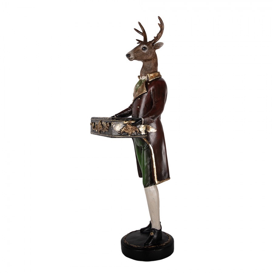 Hnědá veliká dekorace jelen Deer s truhlou - 32*31*96 cm