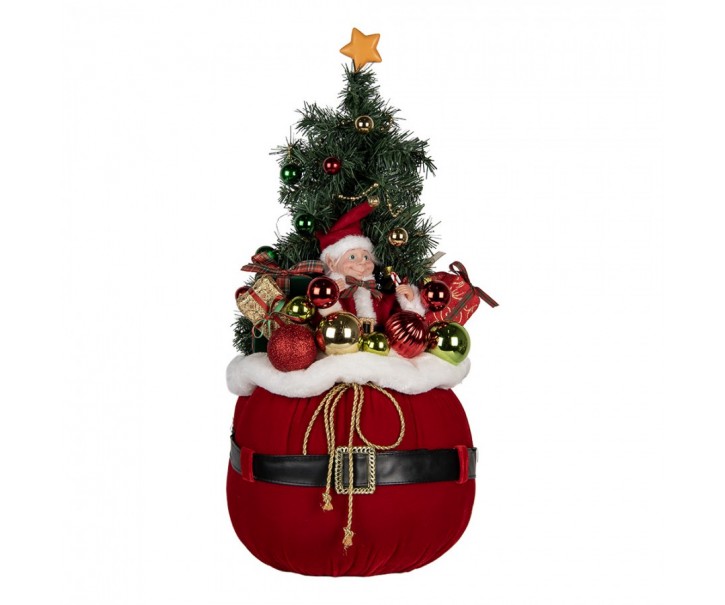 Christmas Decoration With LED Lighting Christmas Tree ? 30x70 Cm Red Synthetic - Christmas Clayre & Eef