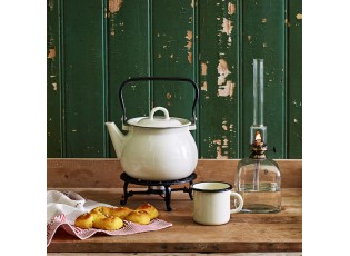 Bílá varná smaltovaná konvice Emil´s Enamel Offwhite - Ø 19 * 16,5 cm / 2,5L