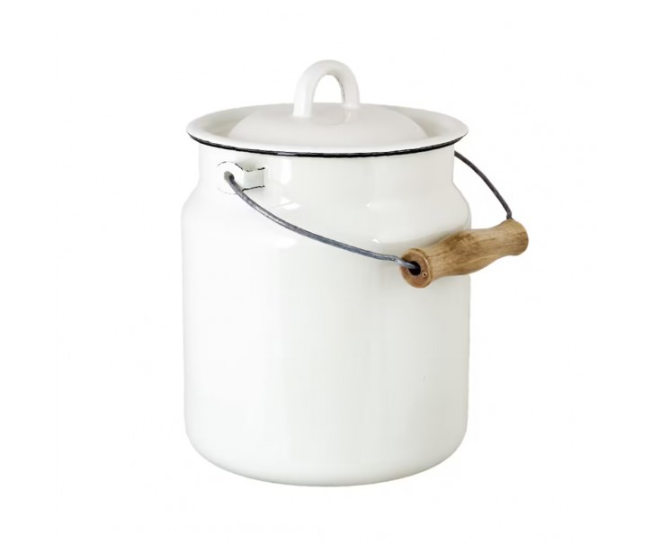 Bílá smaltovaná konvice na mléko Emil´s Enamel Offwhite - Ø 16*22 cm / 3L Strömshaga