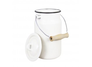 Bílá smaltovaná konvice na mléko Emil´s Enamel Offwhite - Ø 14,5*20 cm / 2L