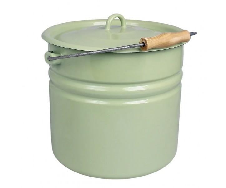 Zelený smaltovaný kbelík s víkem Emil´s Enamel Green - Ø 28*27 cm / 12L Strömshaga