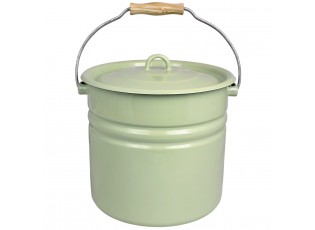 Zelený smaltovaný kbelík s víkem Emil´s Enamel Green - Ø 28*27 cm / 12L