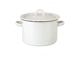 Bílý smaltovaný hrnec s víkem Emil´s Enamel Offwhite - Ø 18*17cm / 3L