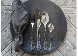 4-dílná stříbrná lesklá sada příboru Ornament - 23cm
