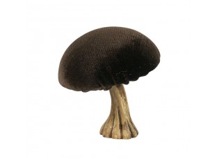 Sametová dekorace hnědá houba Mushroom - 10*10*10cm