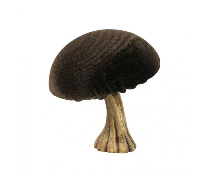 Sametová dekorace hnědá houba Mushroom - 10*10*10cm Mars & More 
