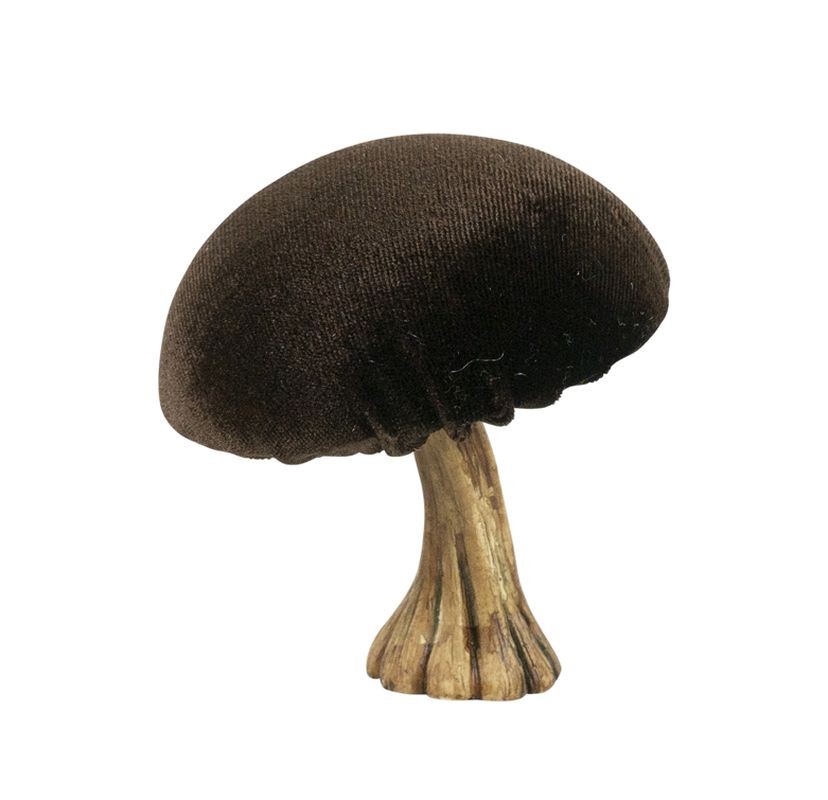 Sametová dekorace hnědá houba Mushroom - 10*10*10cm
