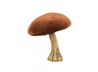 Sametová dekorace hnědá houba Mushroom - 10*10*10cm