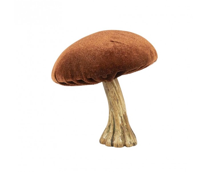 Sametová dekorace hnědá houba Mushroom - 10*10*10cm Mars & More 