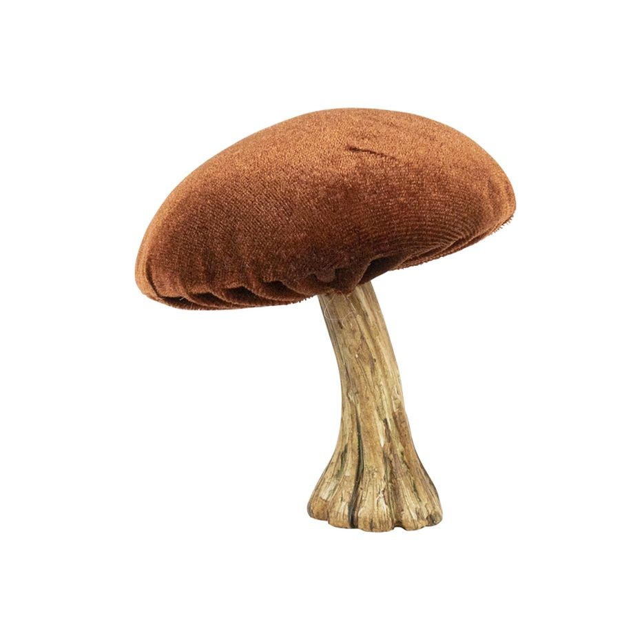 Sametová dekorace hnědá houba Mushroom - 10*10*10cm