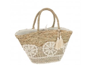 Plážová taška s krajkou a střapcem Beach Bag Flower - 50*19*52cm