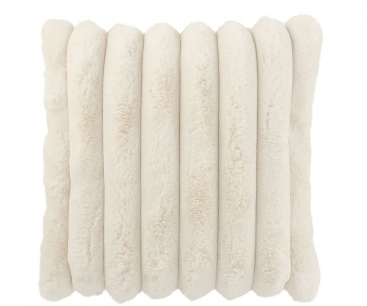 Bílý plyšový měkoučký žebrovaný polštář Soft Gio - 45*45 cm J-Line by Jolipa