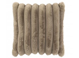 Taupe plyšový měkoučký žebrovaný polštář Soft Gio - 45*45 cm 