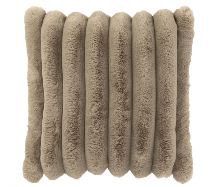 Taupe plyšový měkoučký žebrovaný polštář Soft Gio - 45*45 cm J-Line by Jolipa