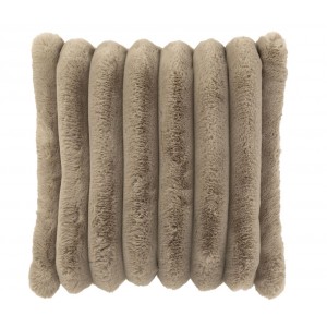 Taupe plyšový měkoučký žebrovaný polštář Soft Gio - 45*45 cm 