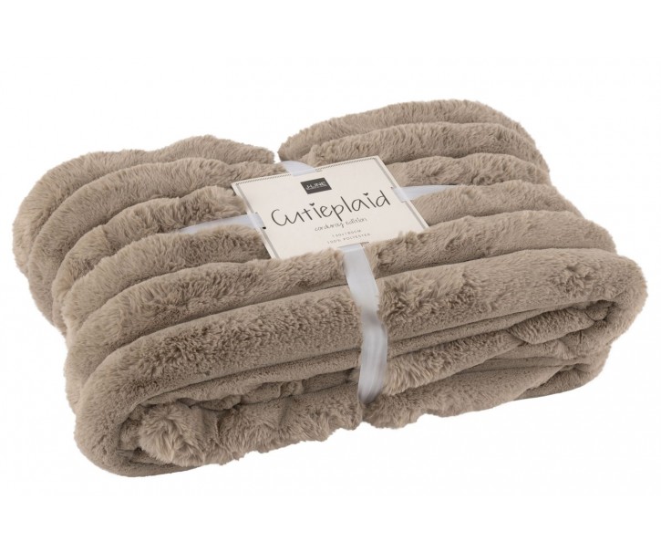Taupe plyšový měkoučký žebrovaný pléd Soft Gio - 130*180 cm J-Line by Jolipa