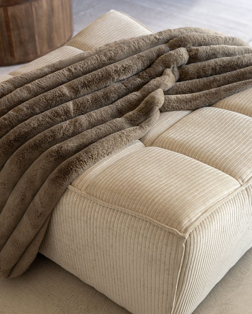 Taupe plyšový měkoučký žebrovaný pléd Soft Gio - 130*180 cm 
