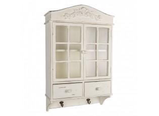 Bílá vintage nástěnná skříňka se šuplíčky a háčky Stellia - 45*19*71 cm