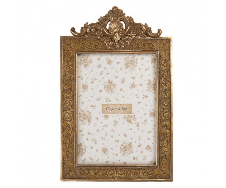 Zlatý antik fotorámeček s květy a ornamenty - 17*2*26 cm / 13*18 cm Clayre & Eef