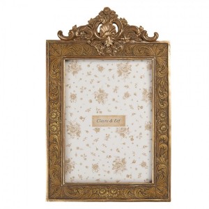 Zlatý antik fotorámeček s květy a ornamenty - 17*2*26 cm / 13*18 cm