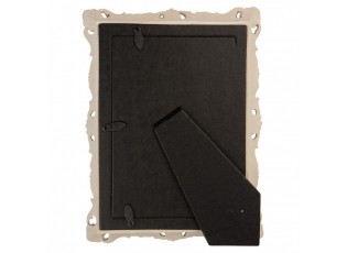 Modrý pastelový fotorámeček s béžovým zdobením - 16*3*21 cm / 10*15 cm