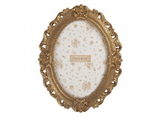 Zlatý antik oválný fotorámeček se zdobením - 19*2*24 cm / 13*18 cm