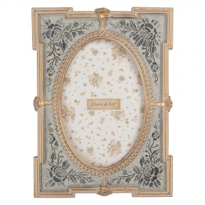 Béžovo-zlatý antik fotorámeček zdobený květy - 15*2*21 cm / 10*15 cm