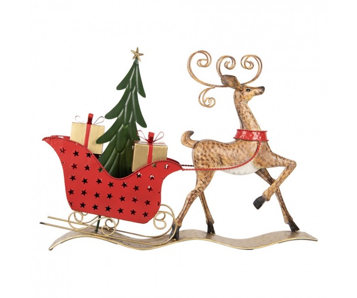 Christmas Decoration Figurine Deer 68x11x50 Cm Brown Metal - 68.0 cm Clayre & Eef