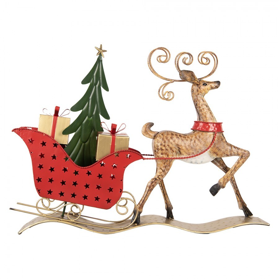Christmas Decoration Figurine Deer 68x11x50 Cm Brown Metal - 68.0 cm
