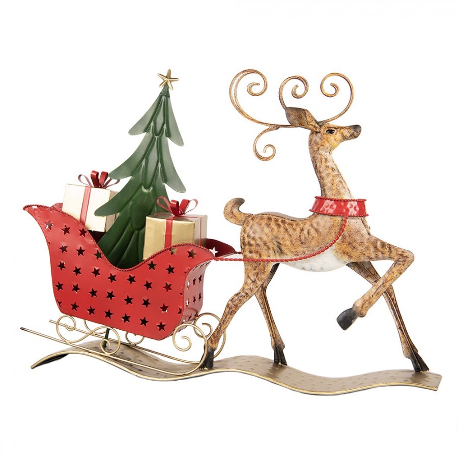 Christmas Decoration Figurine Deer 68x11x50 Cm Brown Metal - 68.0 cm