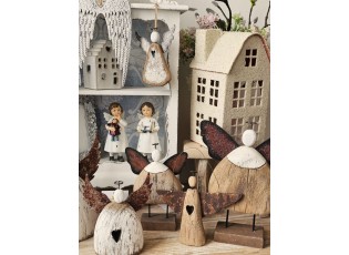 Dekorace dřevěná figurka anděl Angel Rustic L - 20*6*25 cm